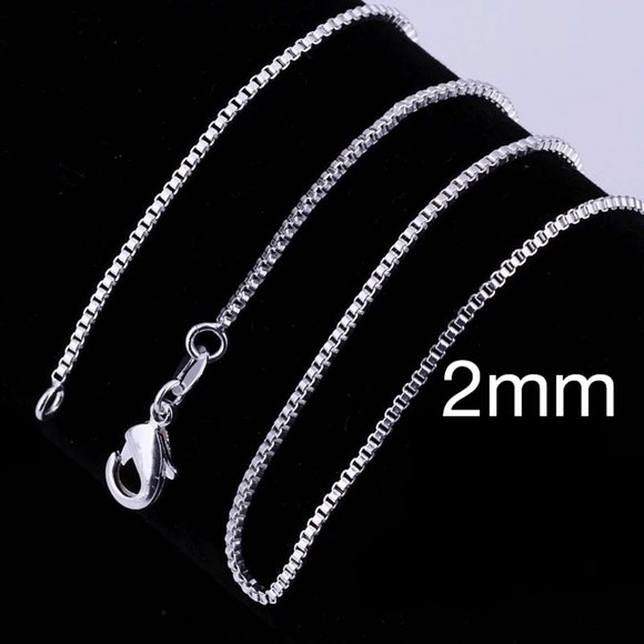 NWOT 925 Sterling Silver 2mm Box Chain Necklace - Picture 1 of 10